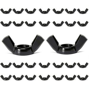 30 PCS 1/4-20 Carbon Steel Wing Nuts Black Zinc Plated Fasteners-0