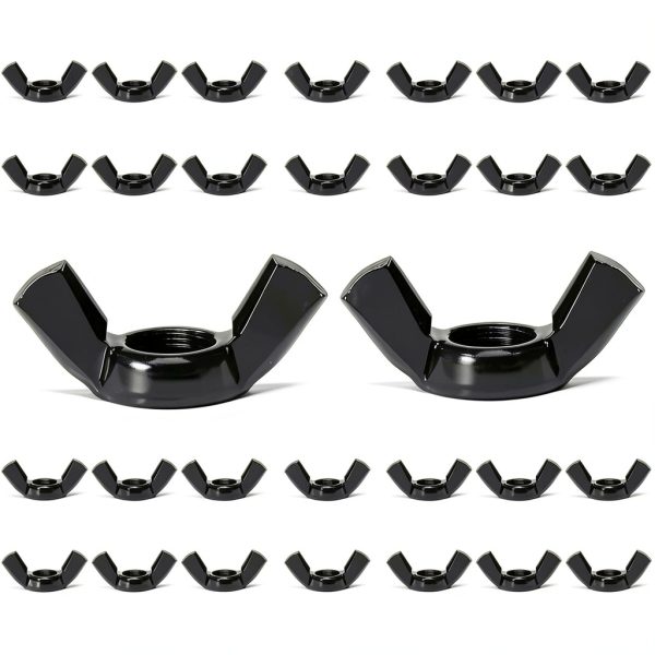 30 PCS 1/4-20 Carbon Steel Wing Nuts Black Zinc Plated Fasteners-0